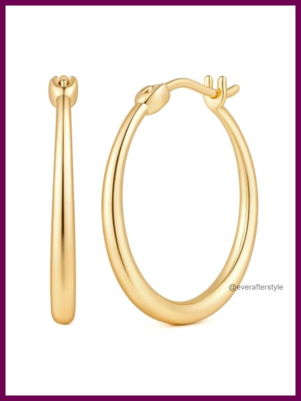 14K Gold Plated Hoop Earrings Hinged Hoop 20/25mm Everyday